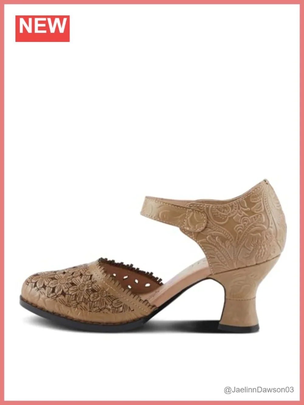 Hand Painted Leather D'Orsay Pumps with Ankle Strap